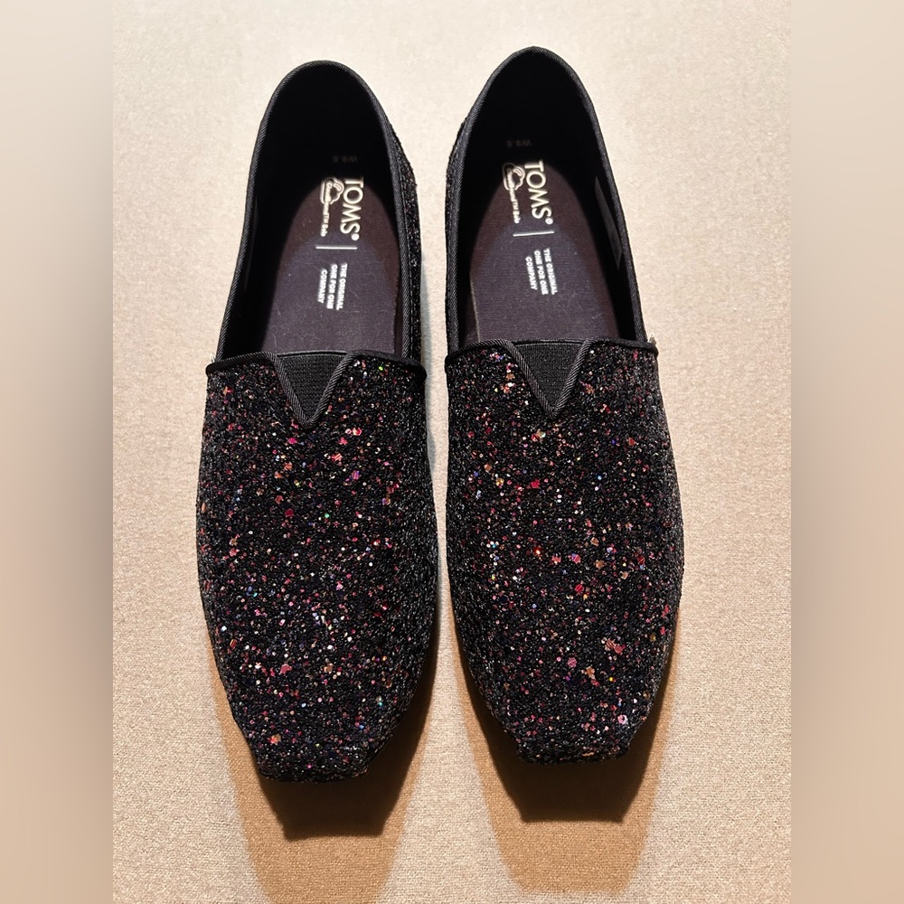 NWOT TOMS Women Alpargata Black Glitter shoes size 9.5 with CloudBound Sole - Picture 5 of 5